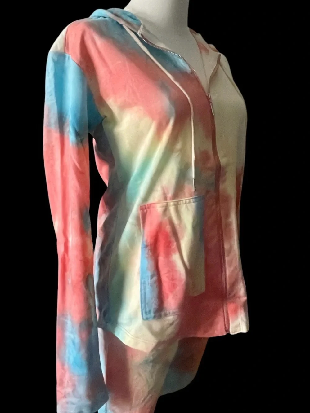 Rose Velvet Tie Dye Hoodie & Shorts Lounge Set  NWT Sizes S-L, 1X-3X